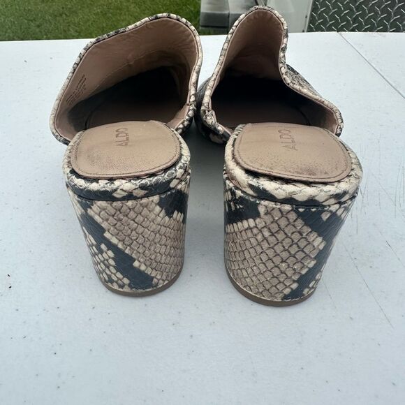 Aldo Black and Tan Mules with Snake Print - Picture 3 of 6